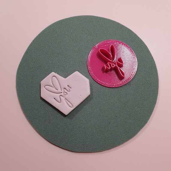 Valentine's day Polymer clay stamp embossing "Love you"