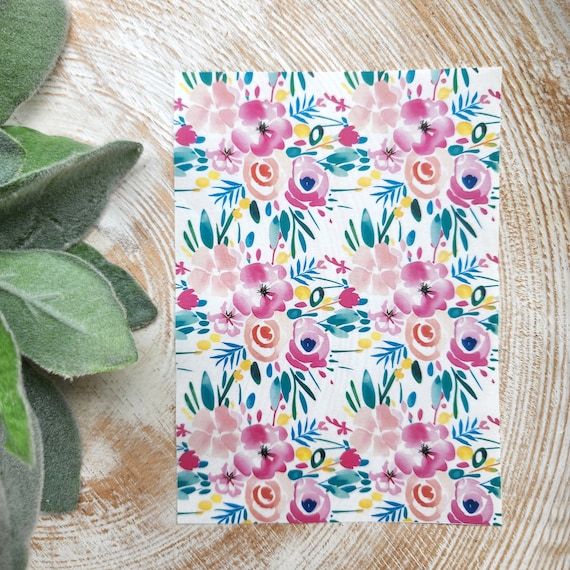 Clay transfer paper / Image transfer paper / Water soluble paper for polymer clay / Flower pattern transfer sheet / Transfer paper for clay