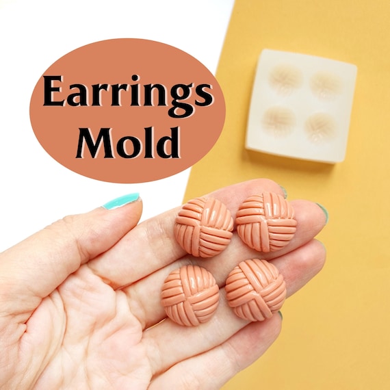 Silicone earrings mold for resin and epoxy for 4 cabochons