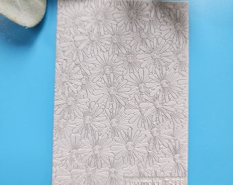 Daisy Flower Polymer Clay Texture Tile: Rubber Stamp, 7x10cm