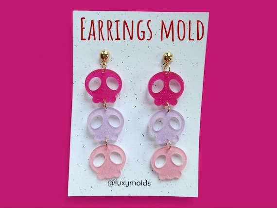 Silicone earrings mold / Silicone epoxy mold / Silicone UV resin molds / Halloween Skull stud earrings silicone jewelry mold