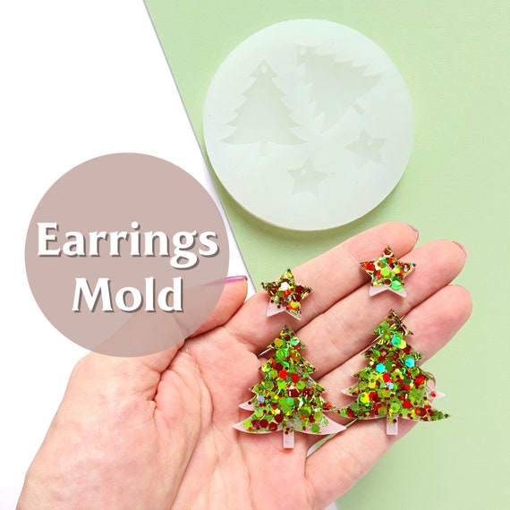 Silicone earrings mold "Christmas"  for resin and epoxy mould for jewelry "Christmas tree, Stars"