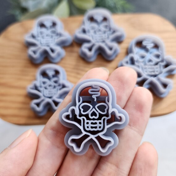 Polymer Clay cutters Skull and Bones Halloween Earrings molds Polymer clay tools sharp cutter stamp Jewelry earrings cutters Clay supplies