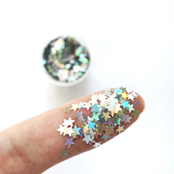 Stars Silver Hologram Hexagon Chunky Glitter for Resin Epoxy Crafts 