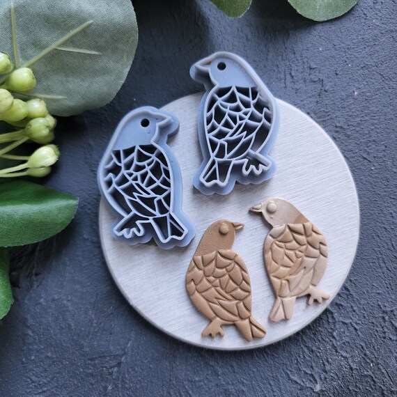 Polymer Clay cutters "Birds" Earrings Summer cutters Botanical cutters Clay texture stamp Polymer clay texture Polymer clay tool