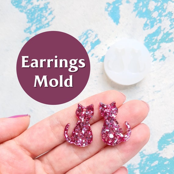 Silicone earrings mold mould for resin and epoxy "Cat"