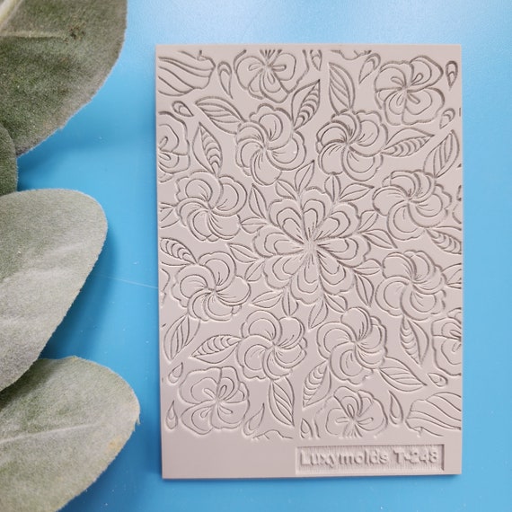 Polymer clay Texture tile Texture mat Clay stamp Polymer clay texture stencils "Flowers" design clay texture Rubber mat T-248