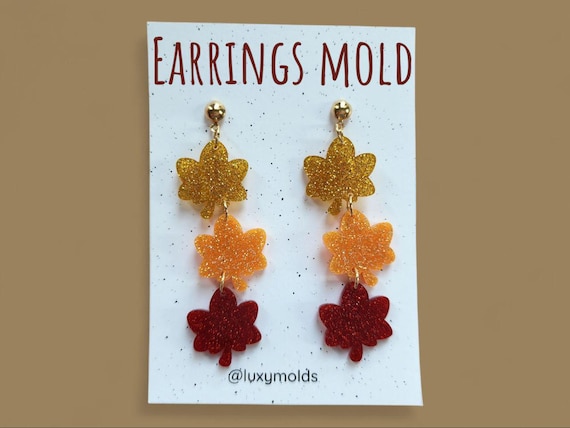Silicone earrings mold / Silicone epoxy mold / Silicone UV resin molds / Fall Maple leaves stud earrings silicone jewelry mold