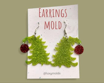 Christmas Tree Earring Silicone Mold, UV Resin, Epoxy
