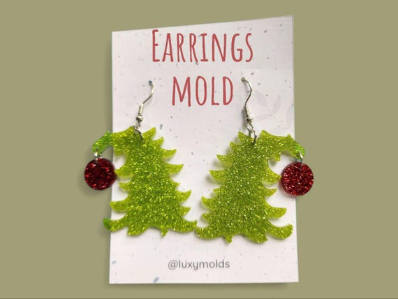 Silicone earrings mold / Silicone epoxy mold / Silicone earring moulds / Silicone UV resin molds / Christmas earring silicone jewelry mold