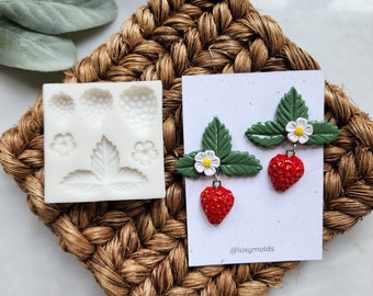 Strawberry Earrings Silicone Mold, UV Resin Epoxy, Stud Earring Mold