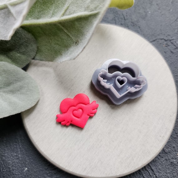 Valentine's day Polymer clay cutter "Heart Angel" Sharp cutters Clay supplies Clay texture Clay tools Polymer clay mold Earrings mold