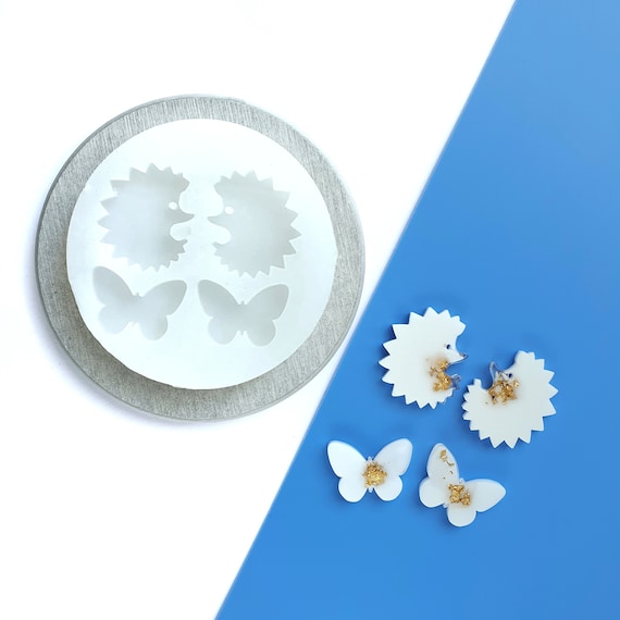 Silicone earrings mold mould for resin and epoxy "Butterfly, Hedgehog"