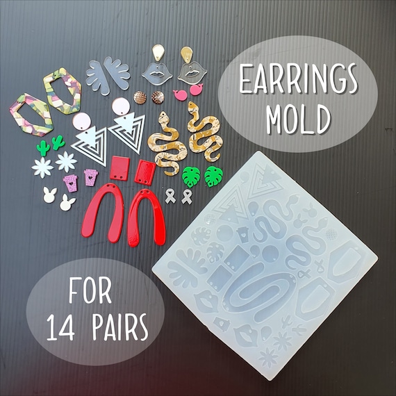 Silicone earrings Giant mold for resin and epoxy mould for 14 pairs earrings jewelry