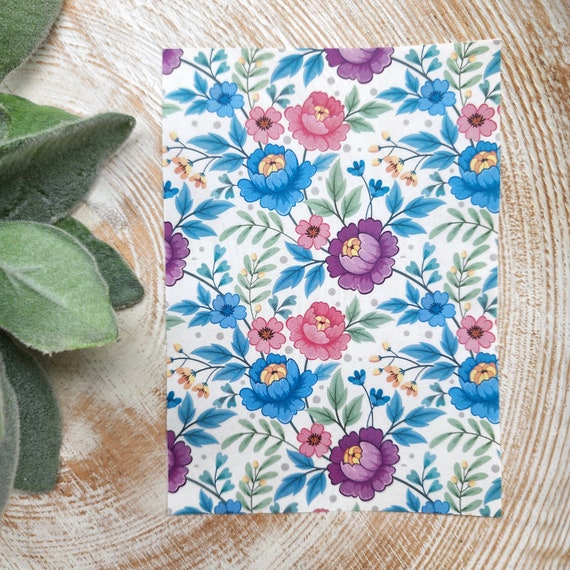 Clay transfer paper / Image transfer paper / Water soluble paper for polymer clay / Flower pattern transfer sheet / Transfer paper for clay
