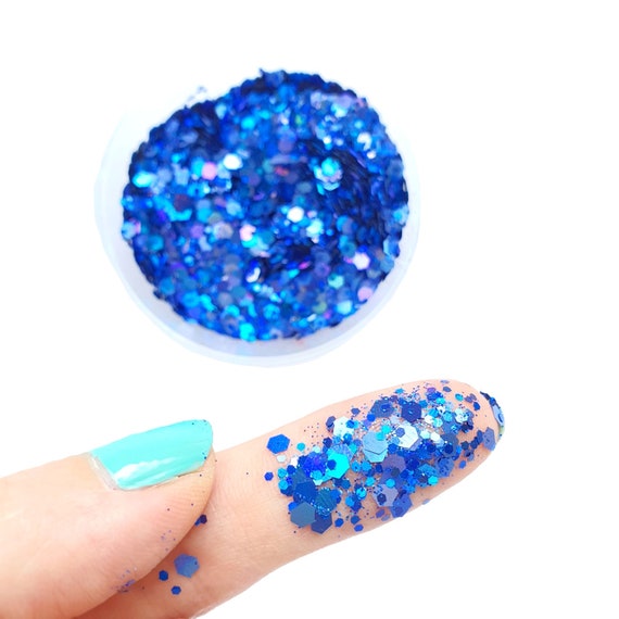 Blue Mix Hologram Chunky Glitter for Resin Crafts, Glitter for