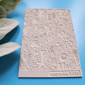Polymer clay Texture tile Texture mat Clay stamp Polymer clay texture stencils &quot;Mix&quot; design clay texture Rubber mat T-218