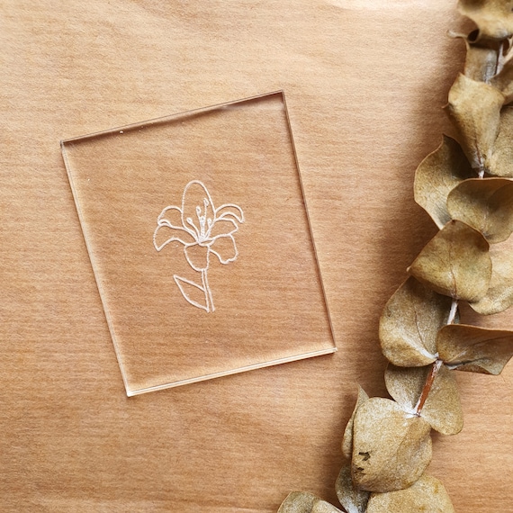 Embossing stamp for polymer clay "Lilium" Floral texture plate Flower debossing stamp Acrylic stamps