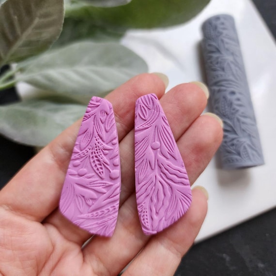 Polymer clay texture roller clay stamp 3D printed embossing "Floral texture"