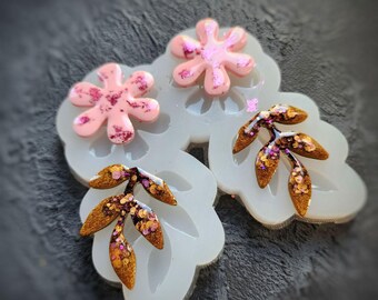 Floral Silicone Earring Mold, Botanic Resin Jewelry Design