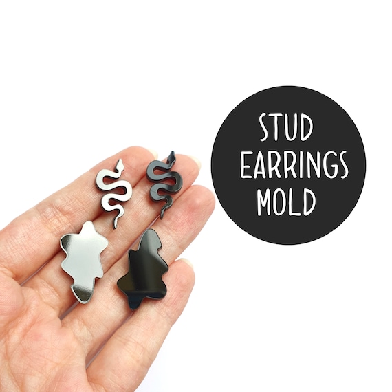 Silicone stud earrings jewelry mold for resin and epoxy 2 designs in 1
