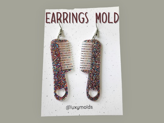Silicone earrings mold / Silicone epoxy mold / Silicone earring moulds / Silicone UV resin molds / Hairbrush earring silicone jewelry mold