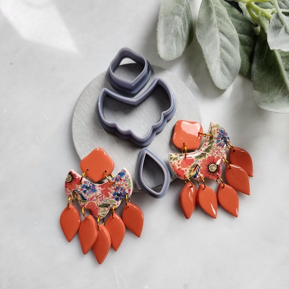 Polymer clay cutters "Lidia" Dangle earring sharp edges cutter set of 3 pcs Clay tools Clay supplies