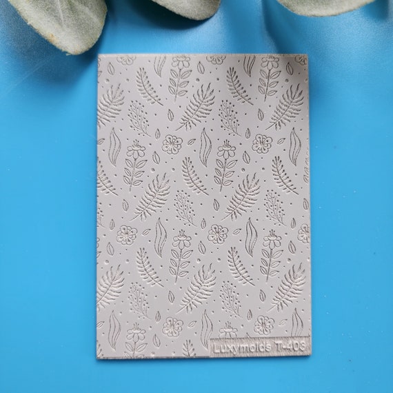 Polymer clay Texture tile Texture mat Clay stamp Polymer clay texture stencils "Floral Leaves Botanic" design clay texture Rubber mat T-403