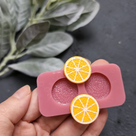 Silicone earrings mold / Silicone epoxy mold /Silicone stud earring moulds/ Silicone UV resin molds / Fruits Orange jewelry mold / Clay tool