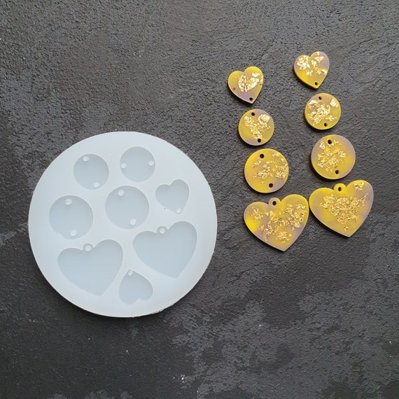 Heart Circle mold Silicone earrings mould for resin and epoxy for dangle earrings