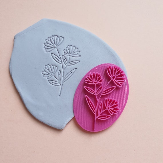 Polymer clay stamp "Flower" 3D printed embossing