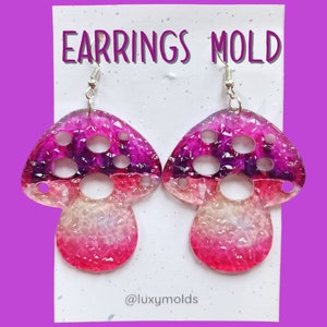 Silicone earrings mold / Silicone epoxy mold / Silicone UV resin molds / Mushroom earrings silicone jewelry mold