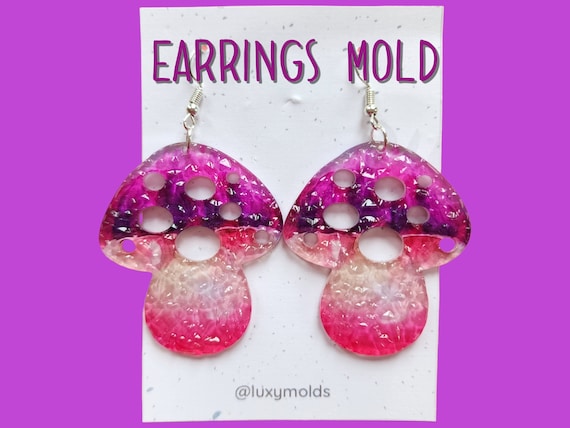 Silicone earrings mold / Silicone epoxy mold / Silicone UV resin molds / Mushroom earrings silicone jewelry mold
