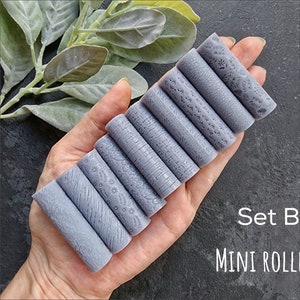 Mini Floral Polymer Clay Texture Rollers, Embossing Stamp Set B