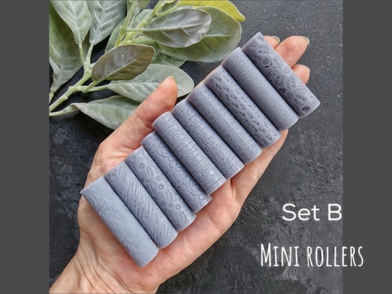 Mini Polymer clay texture rollers clay stamp 3D printed embossing Clay tools supplies Abstract Floral Leaves Monstera patterns rollers Set B