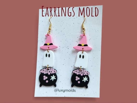 Silicone earrings mold /Silicone epoxy mold/Silicone UV resin molds/Ghost Halloween earrings silicone jewelry mold/Matte effect earring mold