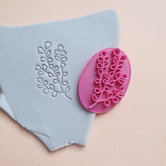Polymer clay stamp "Leaves" 3D printed embossing