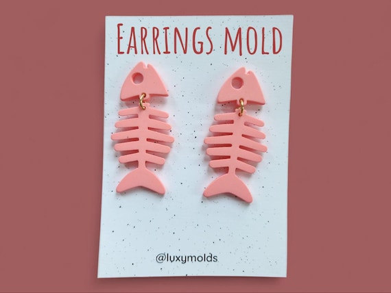 Silicone earrings mold / Silicone epoxy mold /Silicone UV resin molds/Fish skeleton earrings silicone jewelry mold/Matte effect earring mold
