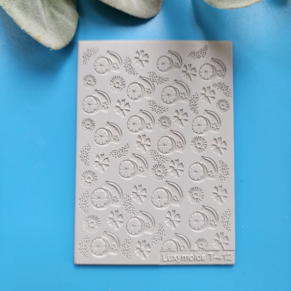 Polymer clay Texture tile Texture mat Clay stamp Polymer clay texture stencils "Lemon fruit" design clay texture Rubber mat T-412