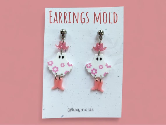 Silicone earrings mold / Silicone epoxy mold / Silicone UV resin molds / Halloween Ghost stud earrings silicone jewelry mold