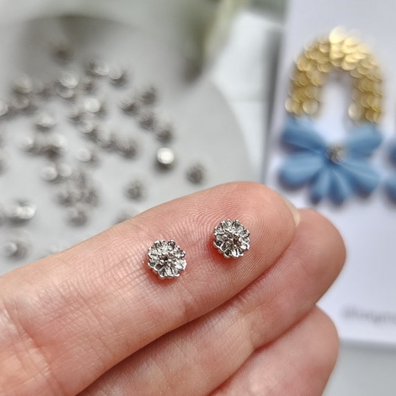 Silver Flower centers Flower metal stamens Earrings components Earrings findings DIY jewelry Jewelry supplies Polymer clay supplies