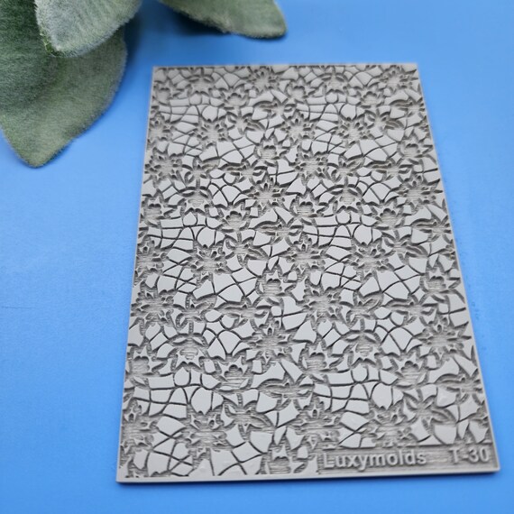 Polymer clay Texture tile Texture mat Clay stamp Polymer clay texture stencils "Lace Flowers" T-30