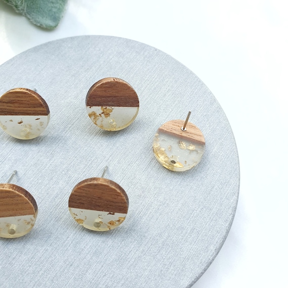 Wood Resin Earring stud components Earrings findings DIY jewelry