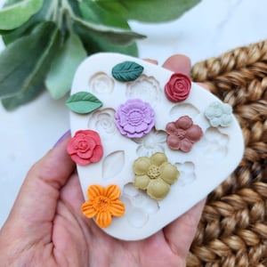 Polymer clay mold Silicone earrings mold &quot;Floral Leaves&quot; Summer mold for resin and polymer clay Polymer clay tool Clay cutter Clay texture
