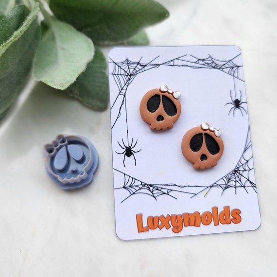 Halloween Polymer Clay cutters Stud earring clay cutters Earrings molds Polymer clay tool Skull bow sharp cutter stamp