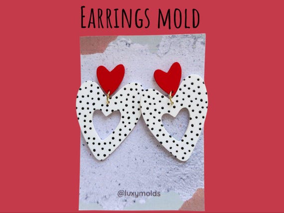Silicone earrings mold / Silicone epoxy mold / Silicone UV resin molds / Heart earrings silicone jewelry mold / Matte effect earring mold