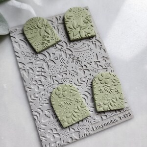 Polymer clay Texture tile Texture mat Clay stamp Polymer clay texture stencils &quot;Flowers&quot; T-173