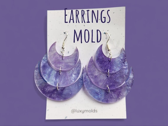 Silicone earrings mold / Silicone epoxy mold / Silicone earring moulds / Silicone UV resin molds / Moon earring silicone jewelry mold