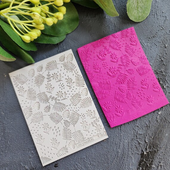 Polymer clay Texture mat Texture tile Clay stamp Polymer clay supplies Texture stencils "Fern leaves" design clay texture Rubber mat T-54