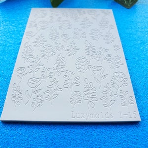 Fimo Textur Fliese Textur Matte Clay Stempel Fimo Textur Schablonen &quot;Botanic&quot; T-15